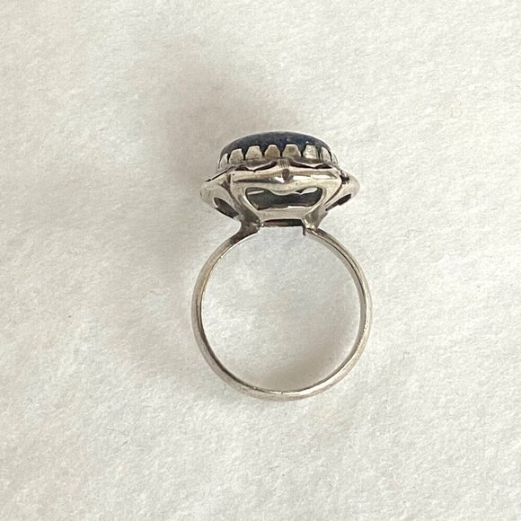 Sterling Silver 925 Southwest Style Bezel Set Oval Lapis Cabochon Ring Sz 6 - Picture 6 of 16